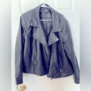 XL/22 City Chic Leather Jacket with eyelet detail